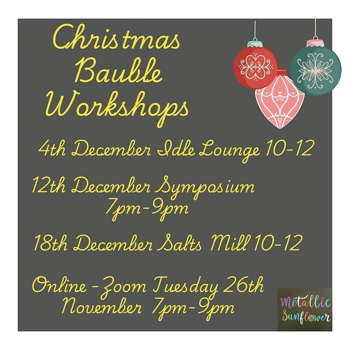 Christmas Calligraphy Bauble Workshop Idle Lounge