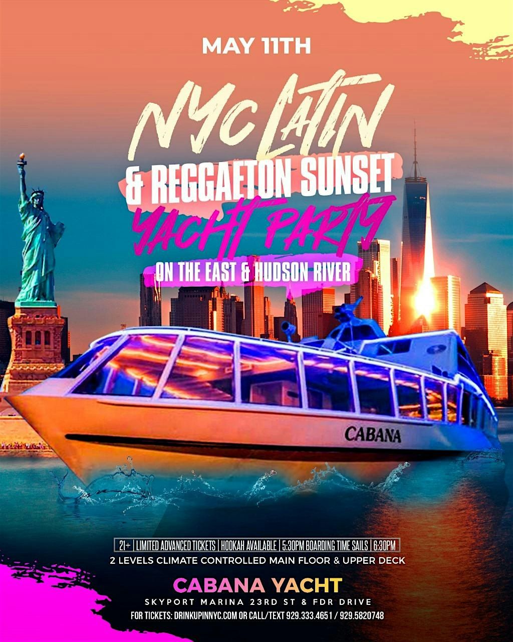 Sat, May 11th - Latin Sunset Cruise Party in NYC  Latin & Reggaeton Edition
