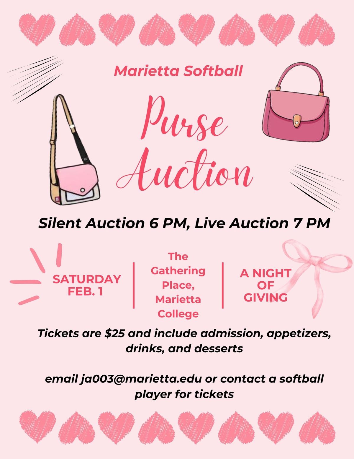 Purse Auction - Marietta College Softball Fundraiser