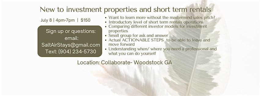 Introduction to investment properties with focus on short term rentals