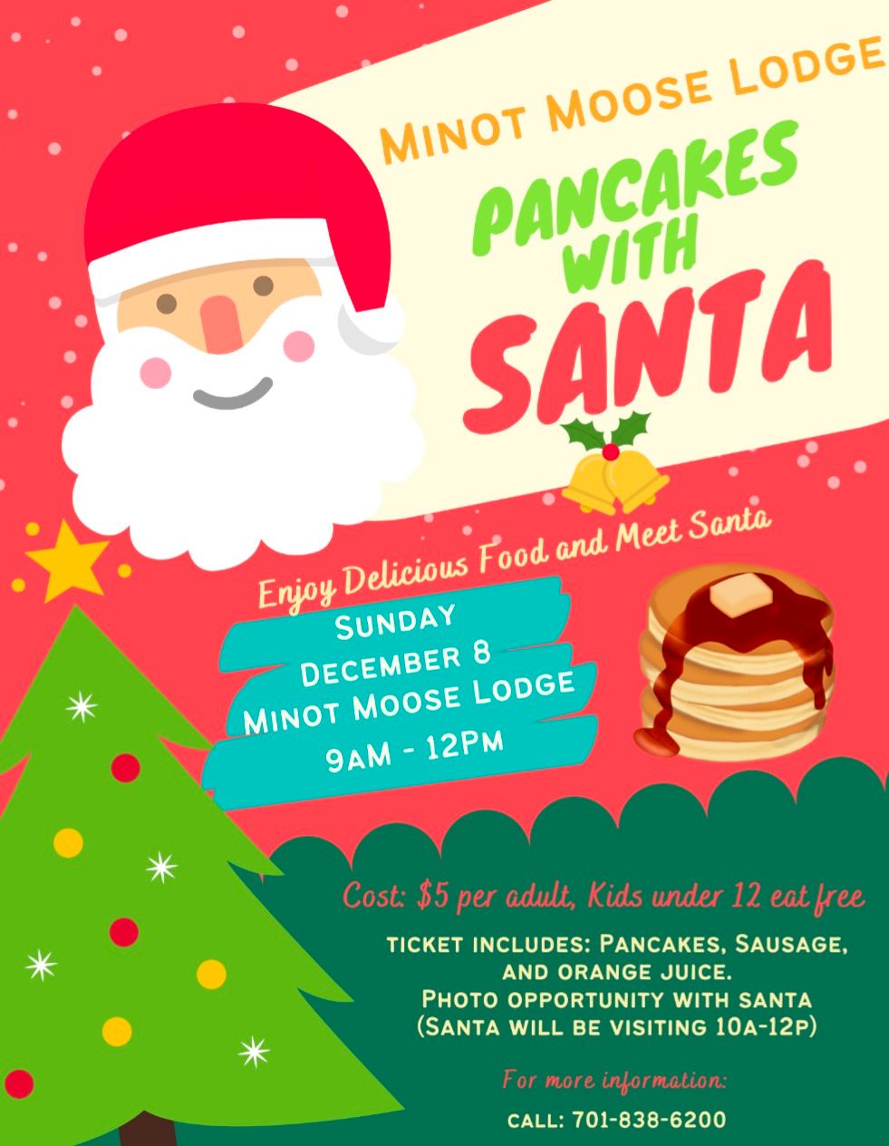 Pancakes with Santa- Minot Moose Lodge 822