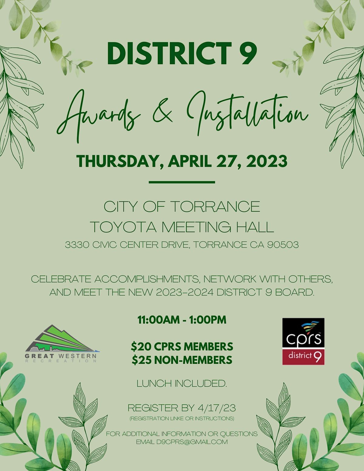 CPRS District 9 Awards & Installation