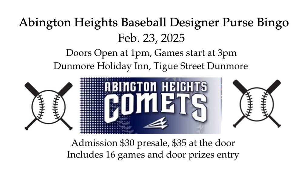 Abington Heights Baseball Designer Purse Bingo