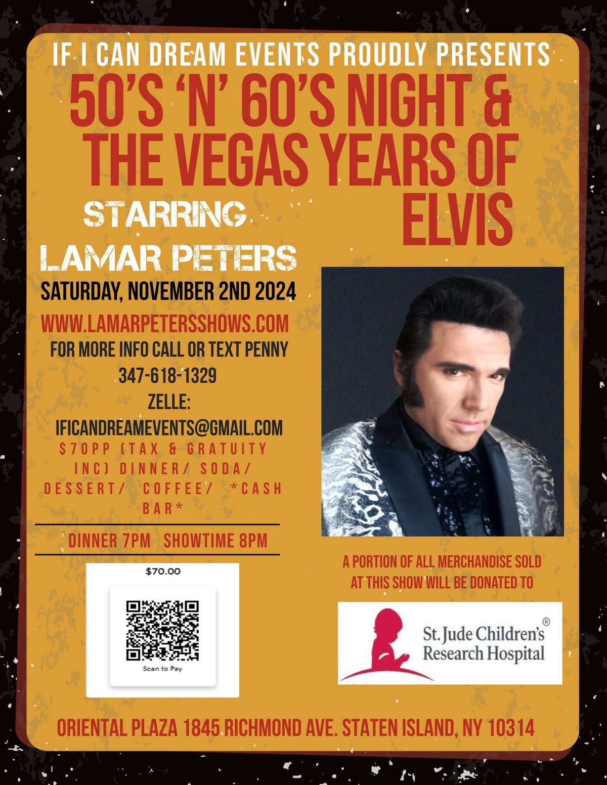 50\u2019s & 60\u2019s Night & The Vegas Years of Elvis Starring Lamar Peters