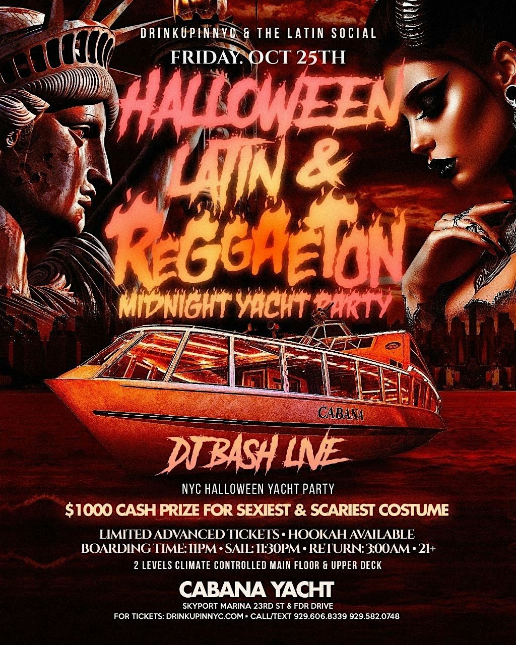 Halloween Latin & Reggaeton Midnight Yacht Party | $1000 CASH PRIZE