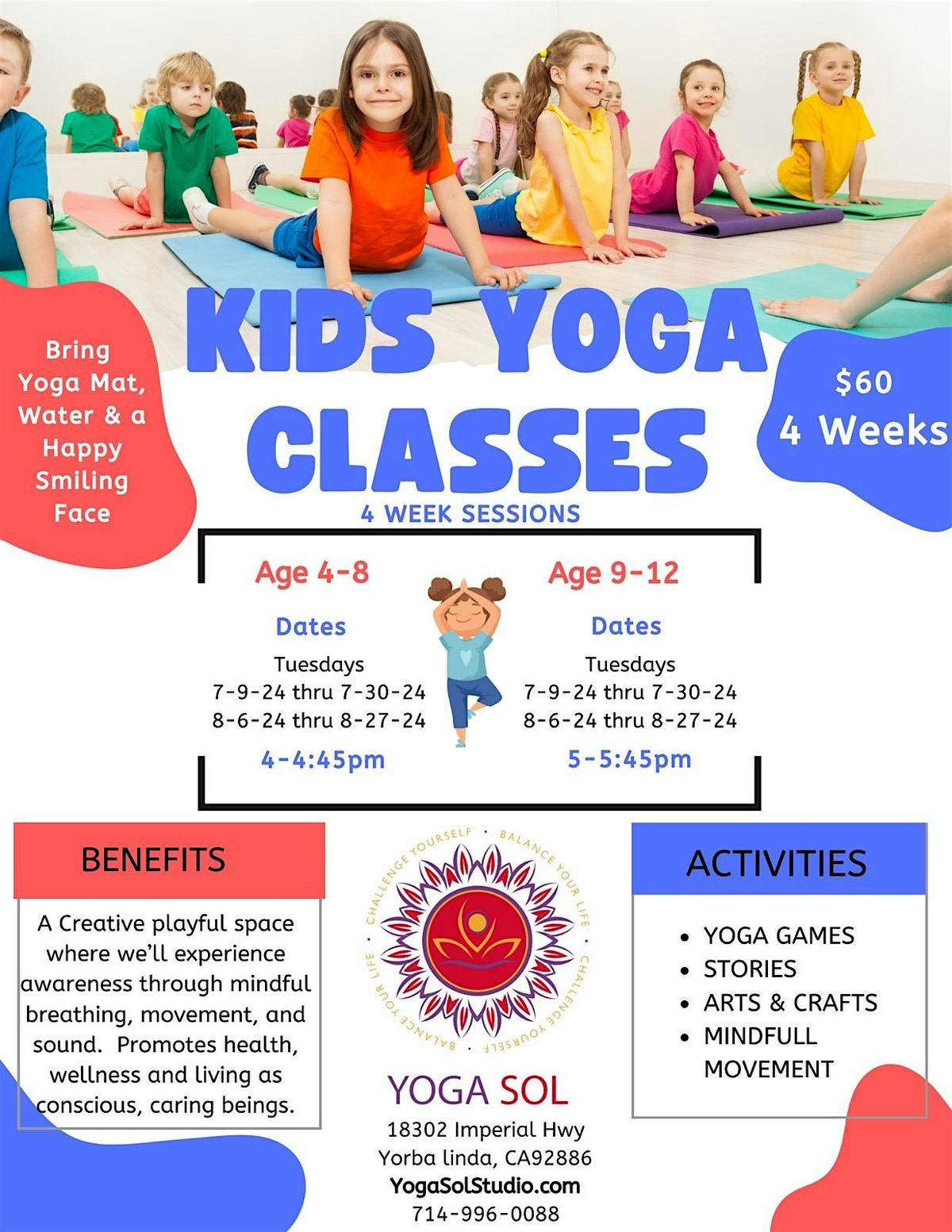 Kids Yoga Series- (August 6th-August 27th)