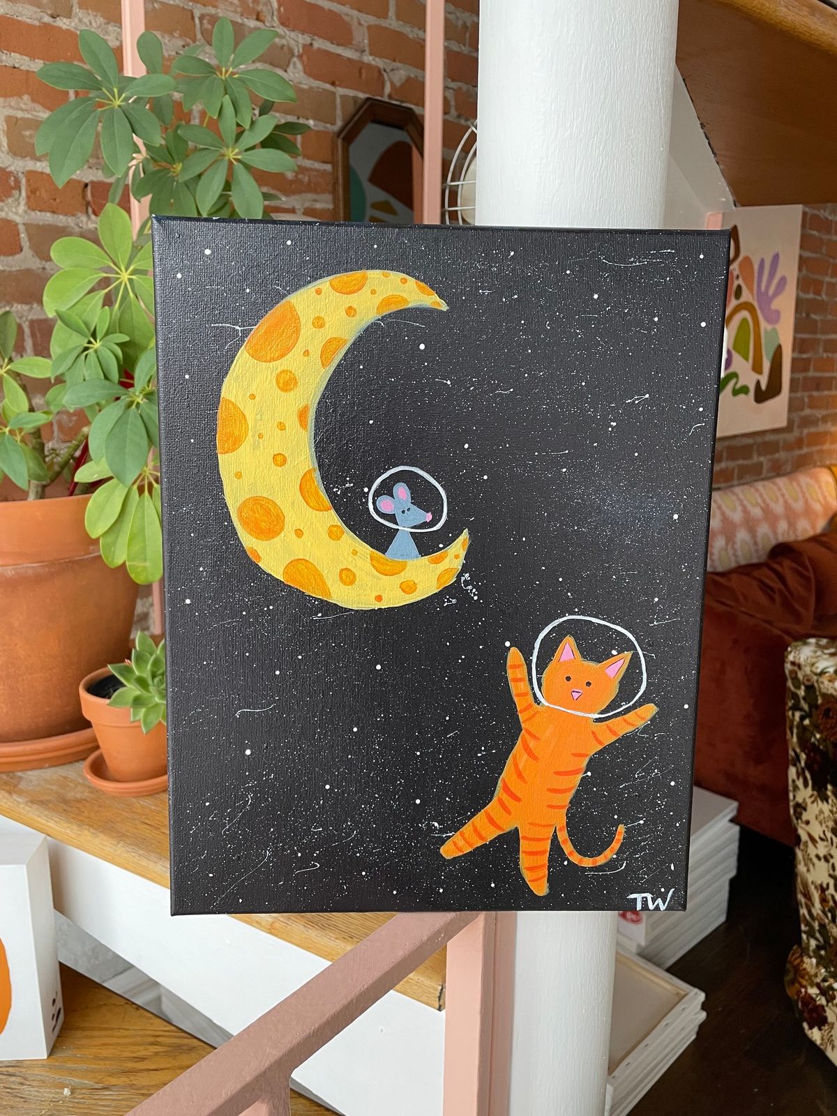 Cat and Moon Kid Friendly Paint Class