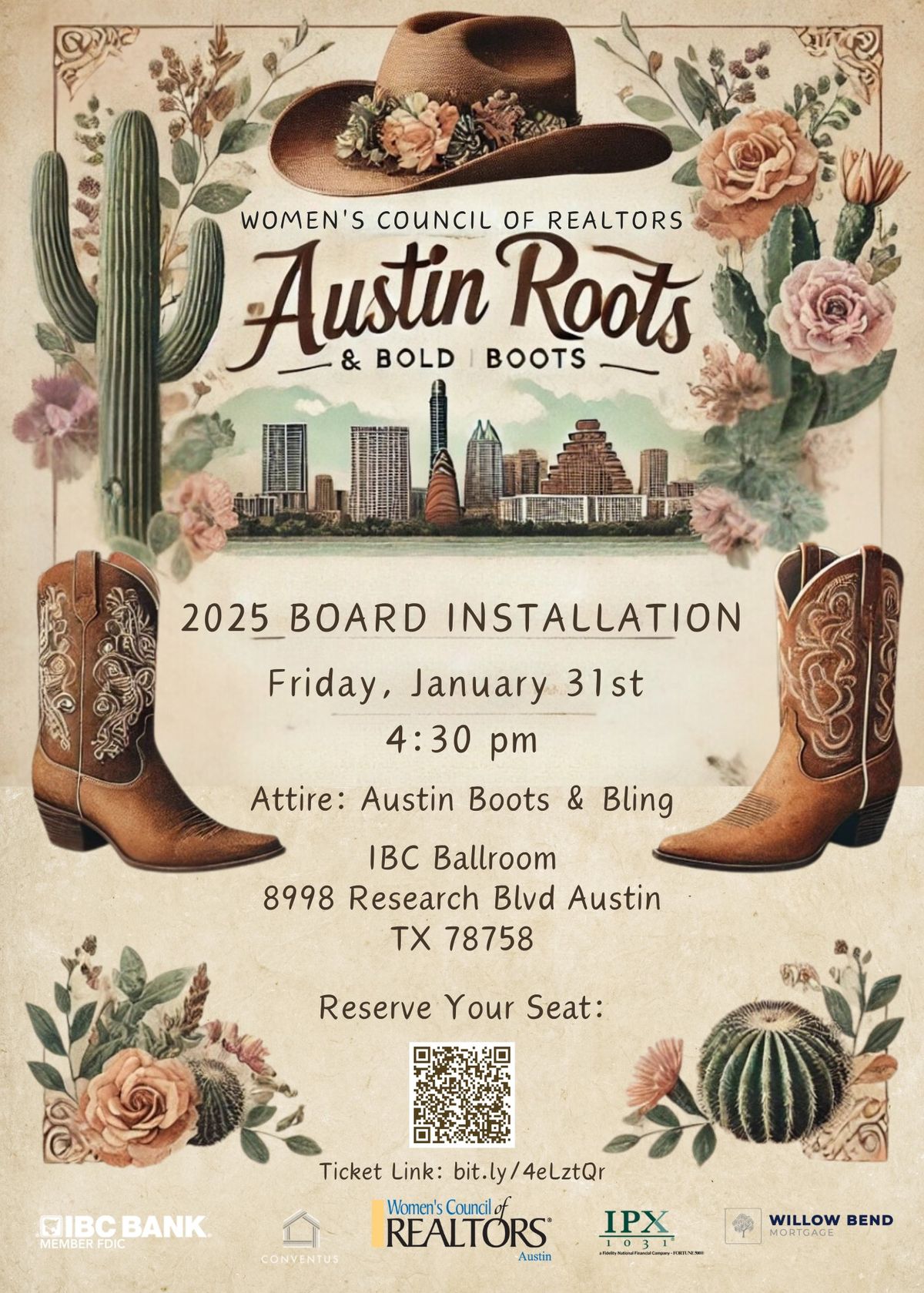 Austin Roots & Bold Boots - Women's Council of Realtors Austin Installation