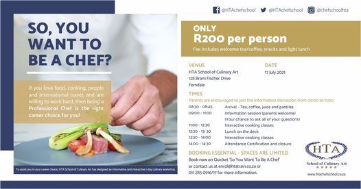 So You Want To Be A Chef Hta School Of Culinary Art Randburg 17 July 21