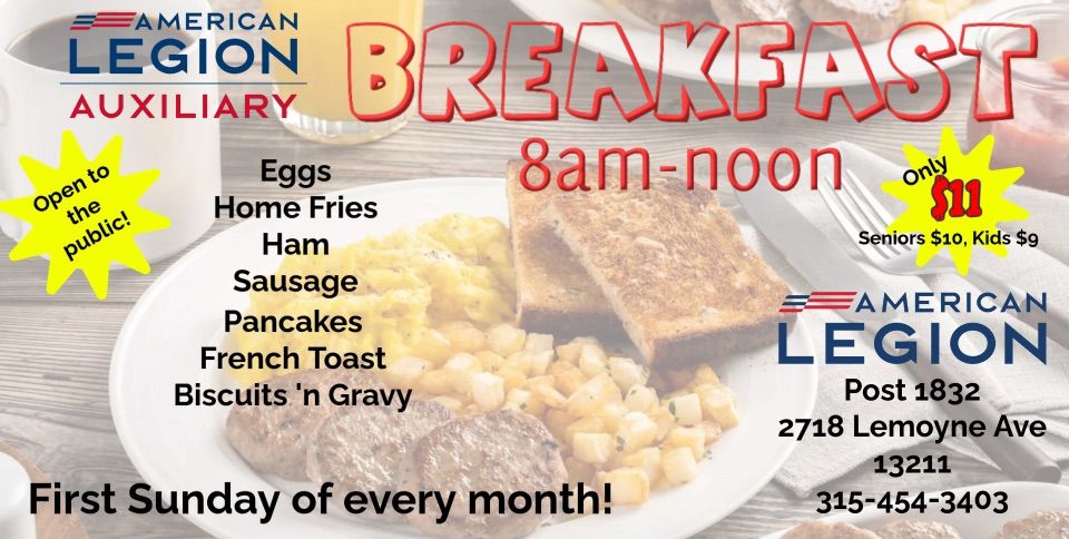 Mattydale American Legion April breakfast 