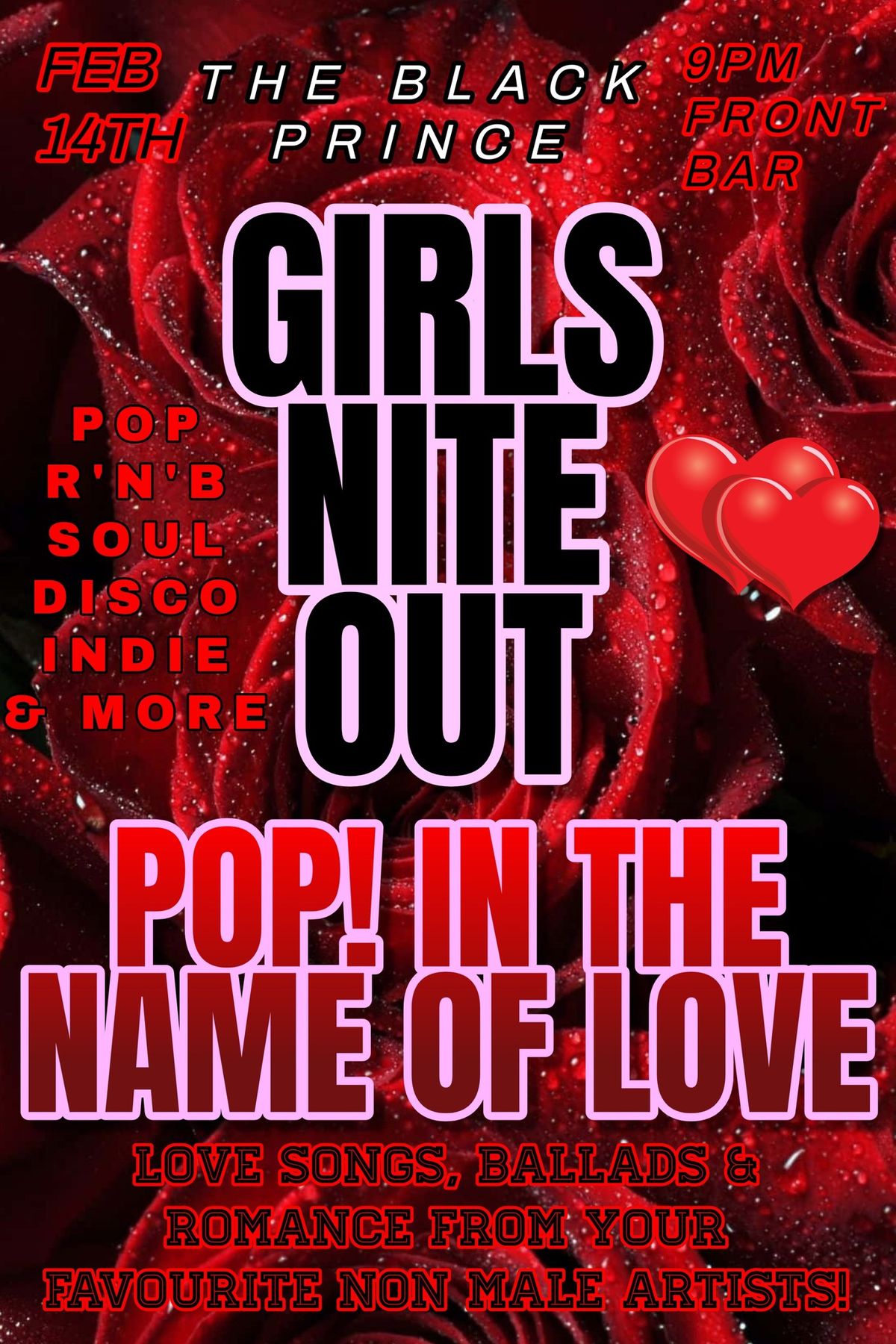 GIRLS NITE OUT: POP! IN THE NAME OF LOVE \u2026 VALENTINES DAY SPECIAL