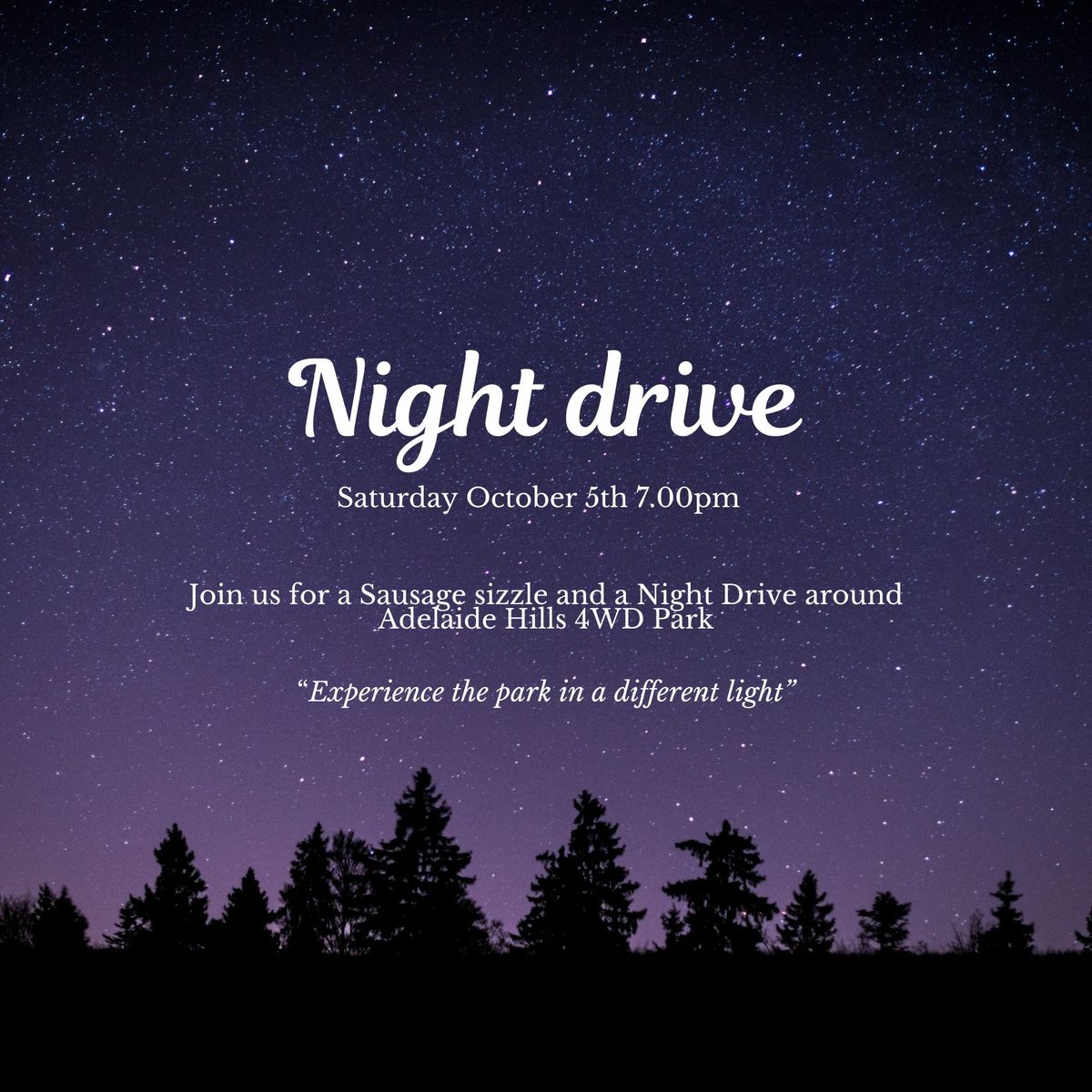 Night Drive - October Long Weekend 