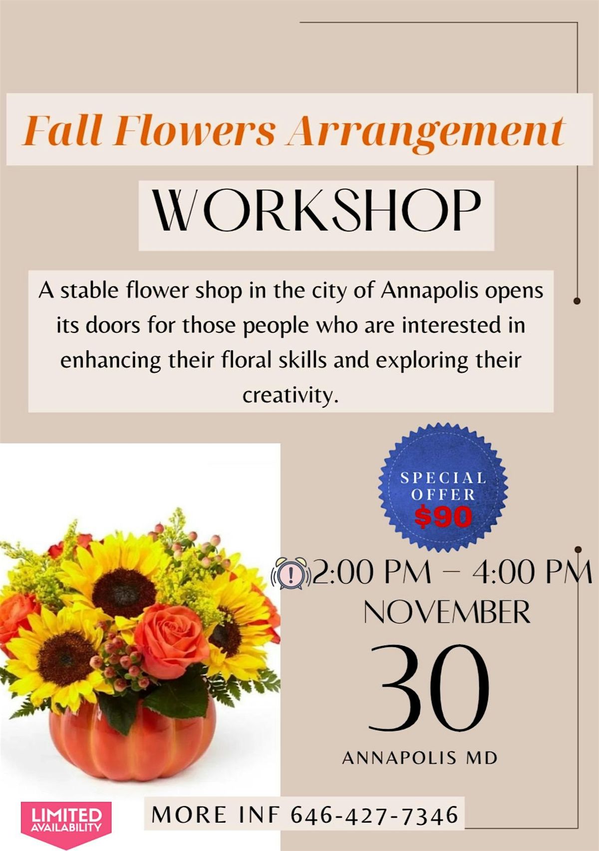 Fall Flowers Arrangement Workshop