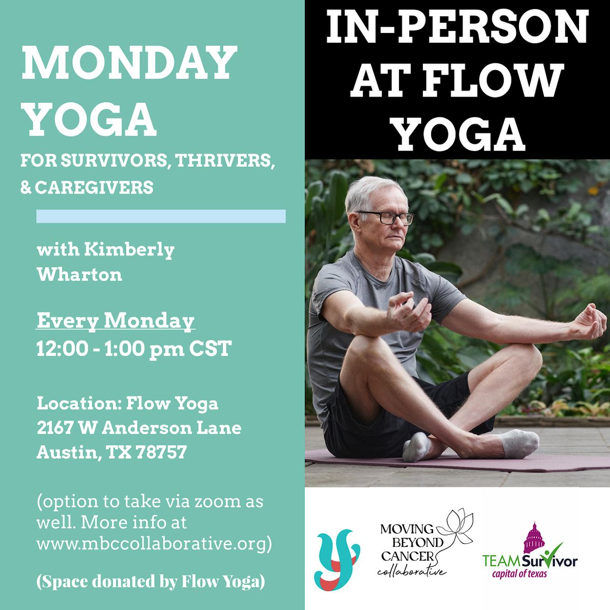 IN-PERSON Monday Yoga for Survivors, Thrivers, and Caregivers