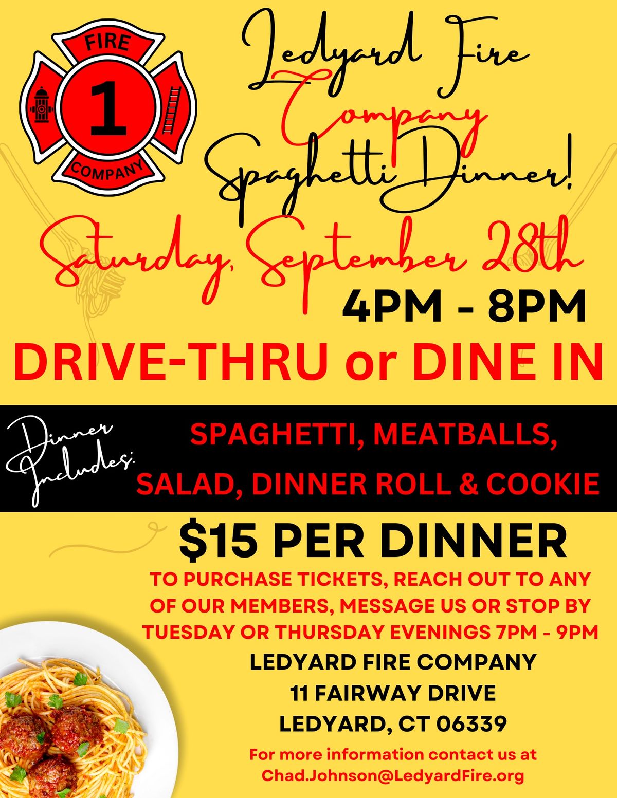 Ledyard Fire Company Spaghetti Dinner