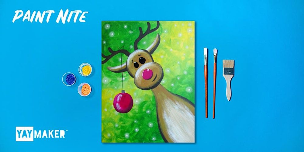 Virtual: Paint Nite: Festive Reindeer (Kids Edition) Copy