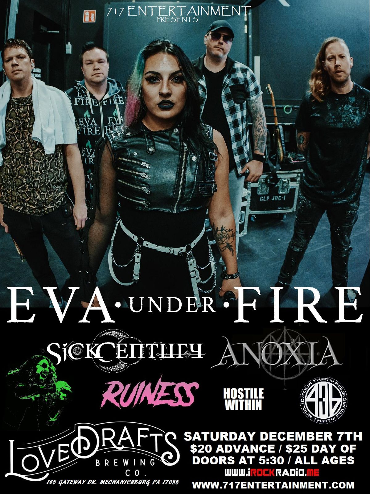 EVA UNDER FIRE with: Sick Century, Anoxia, Ruiness, Hostile Within, Four Thirty Four atLovedrafts