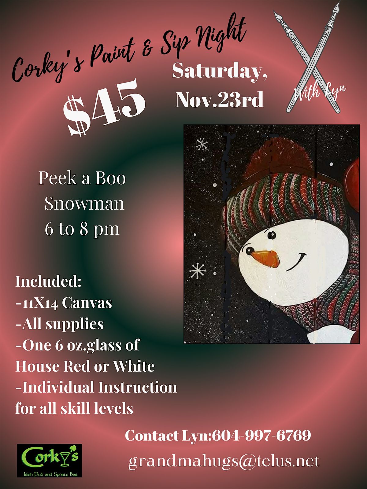 Peek-a-boo Snowman Acrylic Paint Event