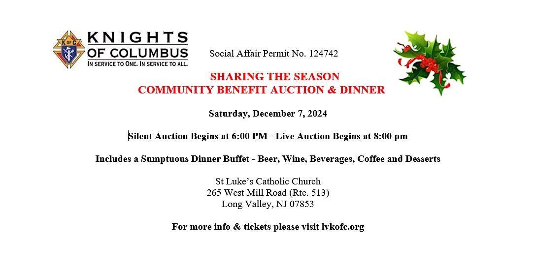 Long Valley Knights of Columbus - Community Benefit Auction & Dinner