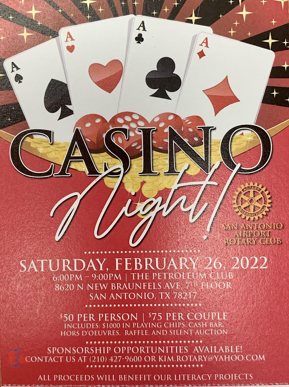 San Antonio Airport Rotary Casino Night Fundraiser, San Antonio Petroleum  Club, 18 February 2023