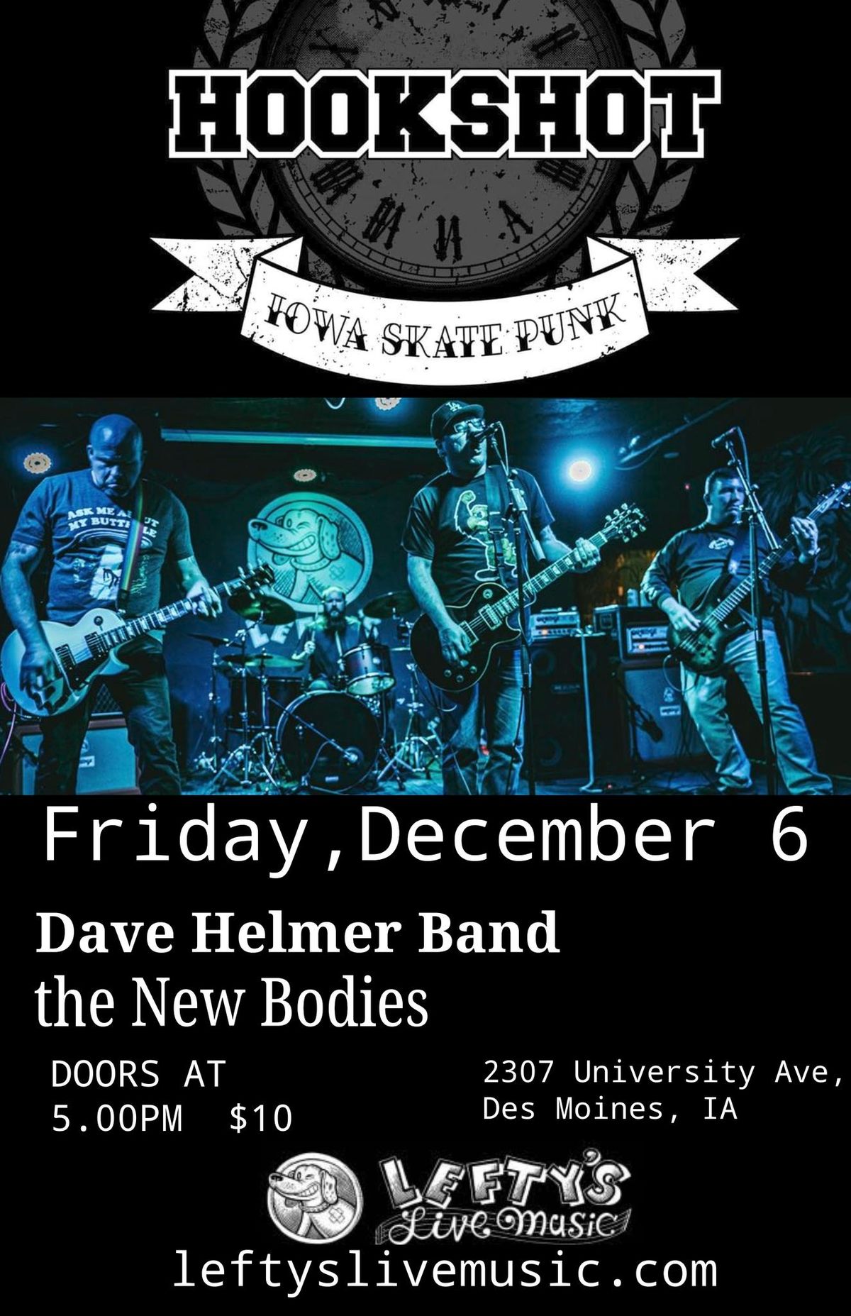 Hookshot - Dave Helmer Band - the New Bodies early show at Lefty's