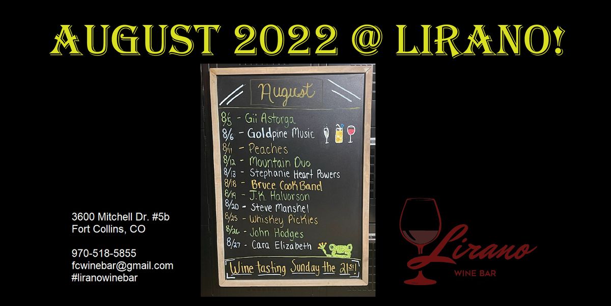 August 2022 Events at Lirano, Lirano Wine Bar, Fort Collins, 9 August