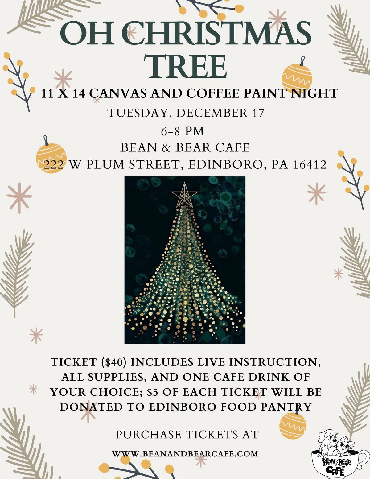 Oh Christmas Tree Canvas and Coffee Paint Night