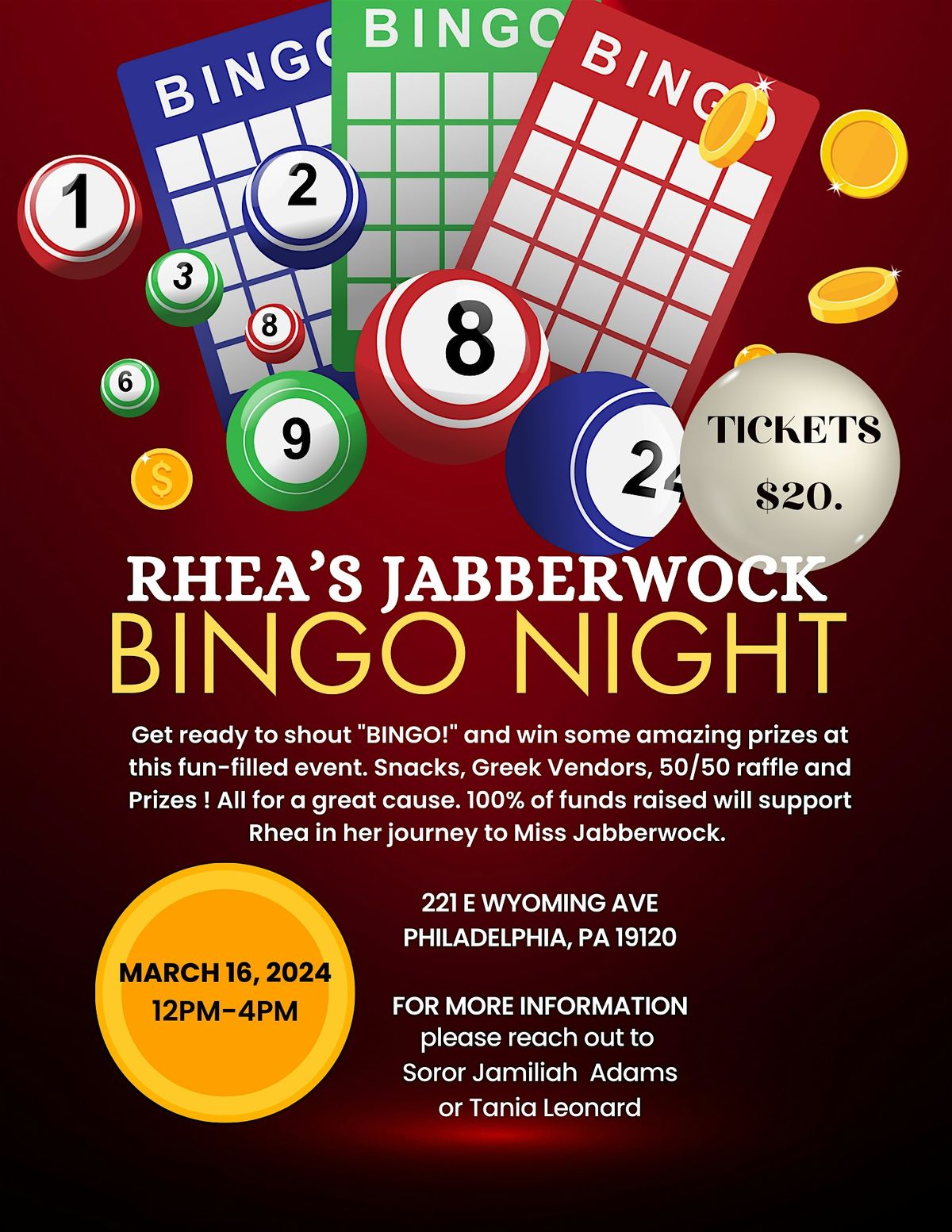 Rhea’s Jabberwock Bingo Night, 221 E Wyoming Ave, Philadelphia, 16 ...