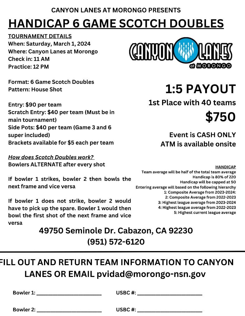 Canyon Lanes Scotch Doubles 6 Gamer