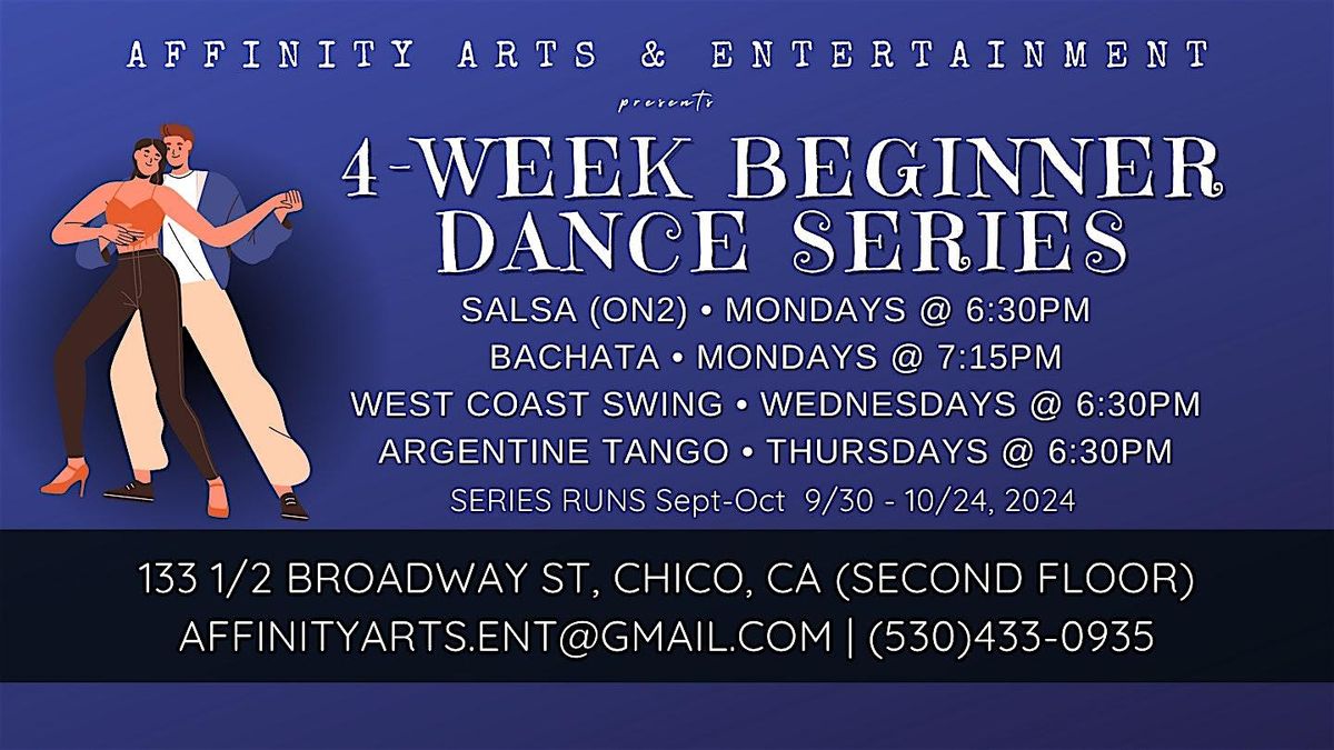 4-Week Dance Class Series - Salsa - Bachata - West Coast Swing - Tango