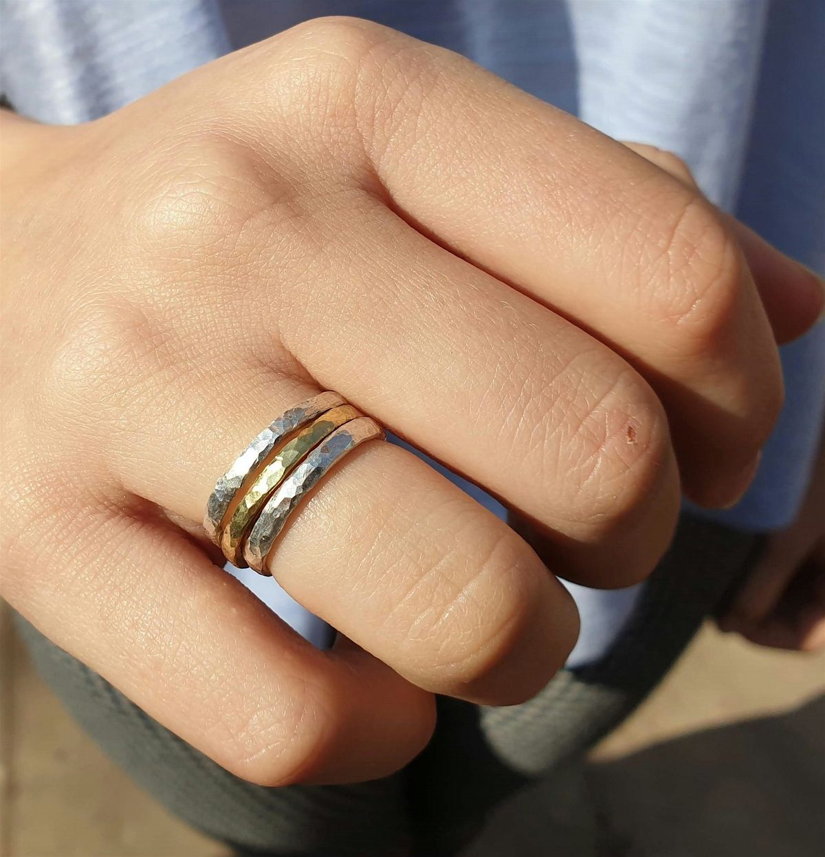 Make your own eco-silver and brass stacker rings