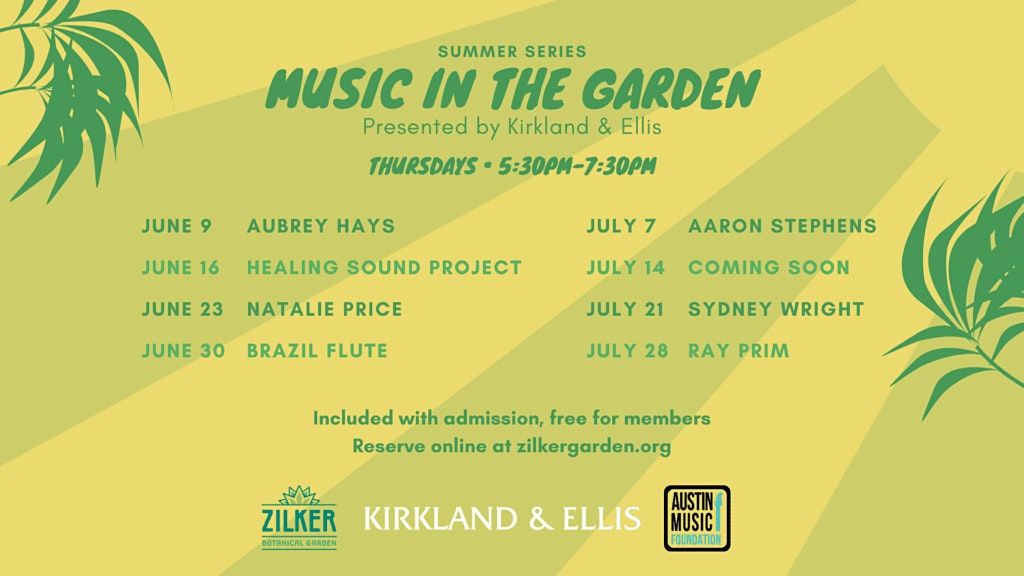 Music in the Garden Summer Series w\/ Sydney Wright