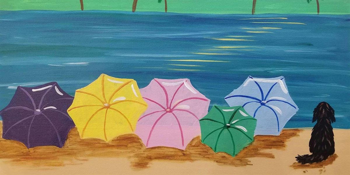 Seaside Umbrellas - Paint and Sip by Classpop!\u2122