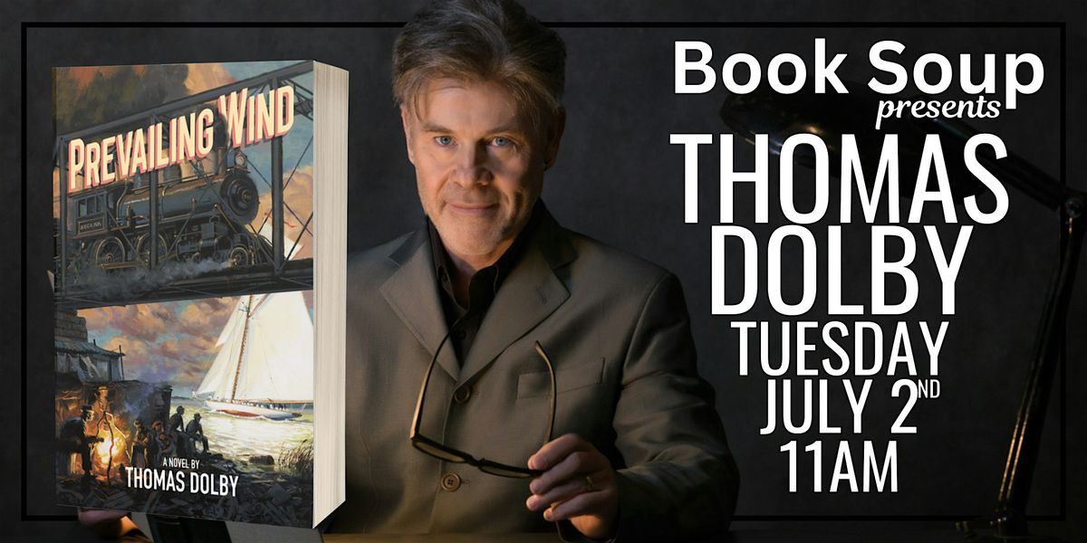 Thomas Dolby signs his new novel Prevailing Wind