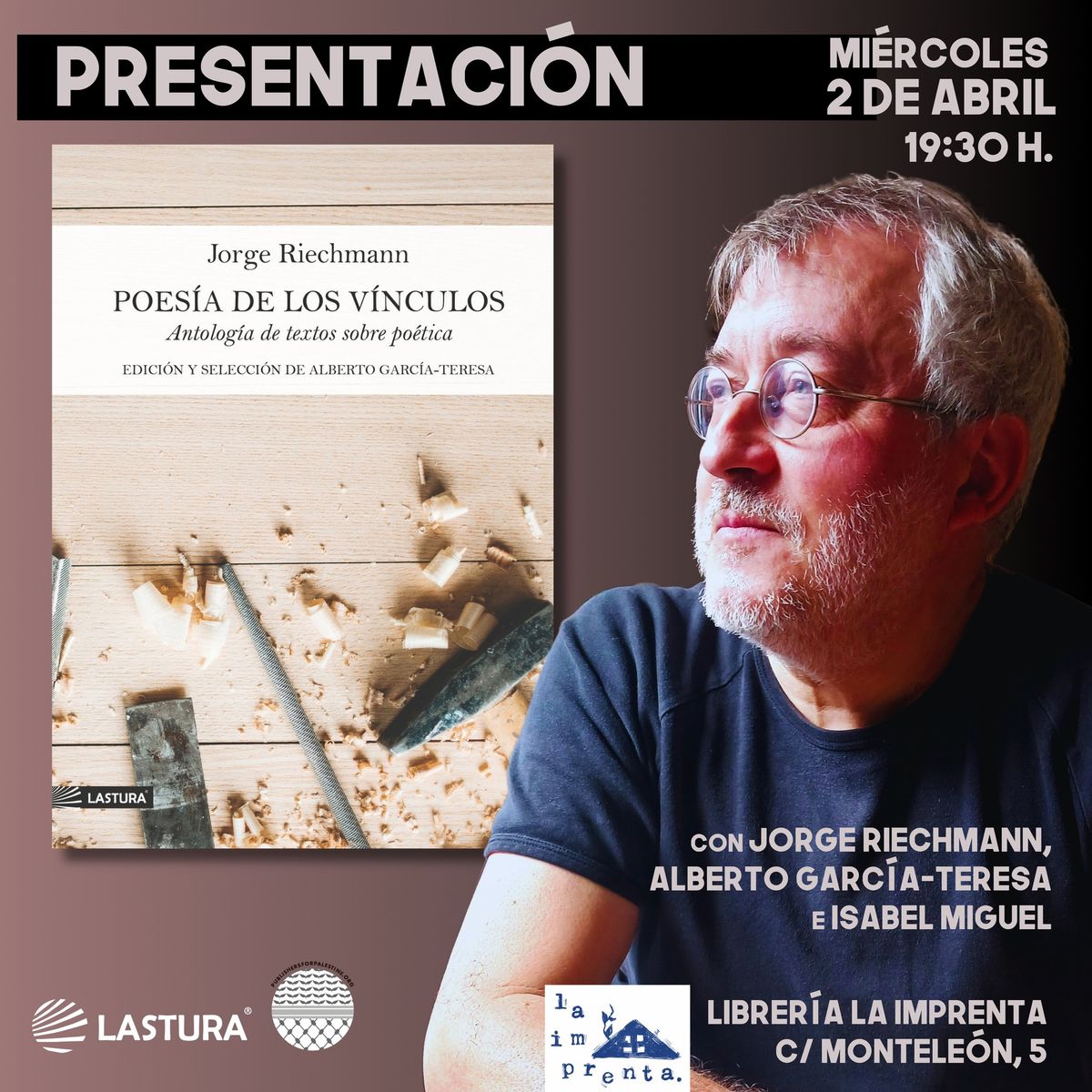 Presentaci\u00f3n de "Poes\u00eda de los v\u00ednculos" de Jorge Riechmann en La Imprenta (Madrid)