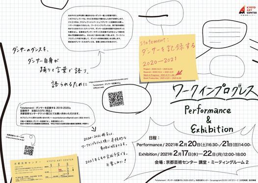 Statement ダンサーを記録する 21 ワークインプログレス Performance Exhibition Kyoto Art Center Kameoka 17 February To 22 February