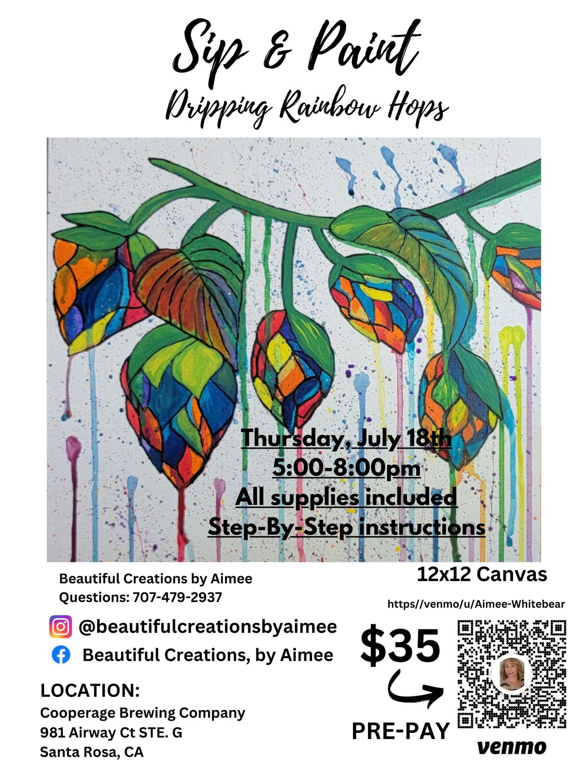 Dripping  Rainbow \ud83c\udf08 Hops Sip & Paint Party