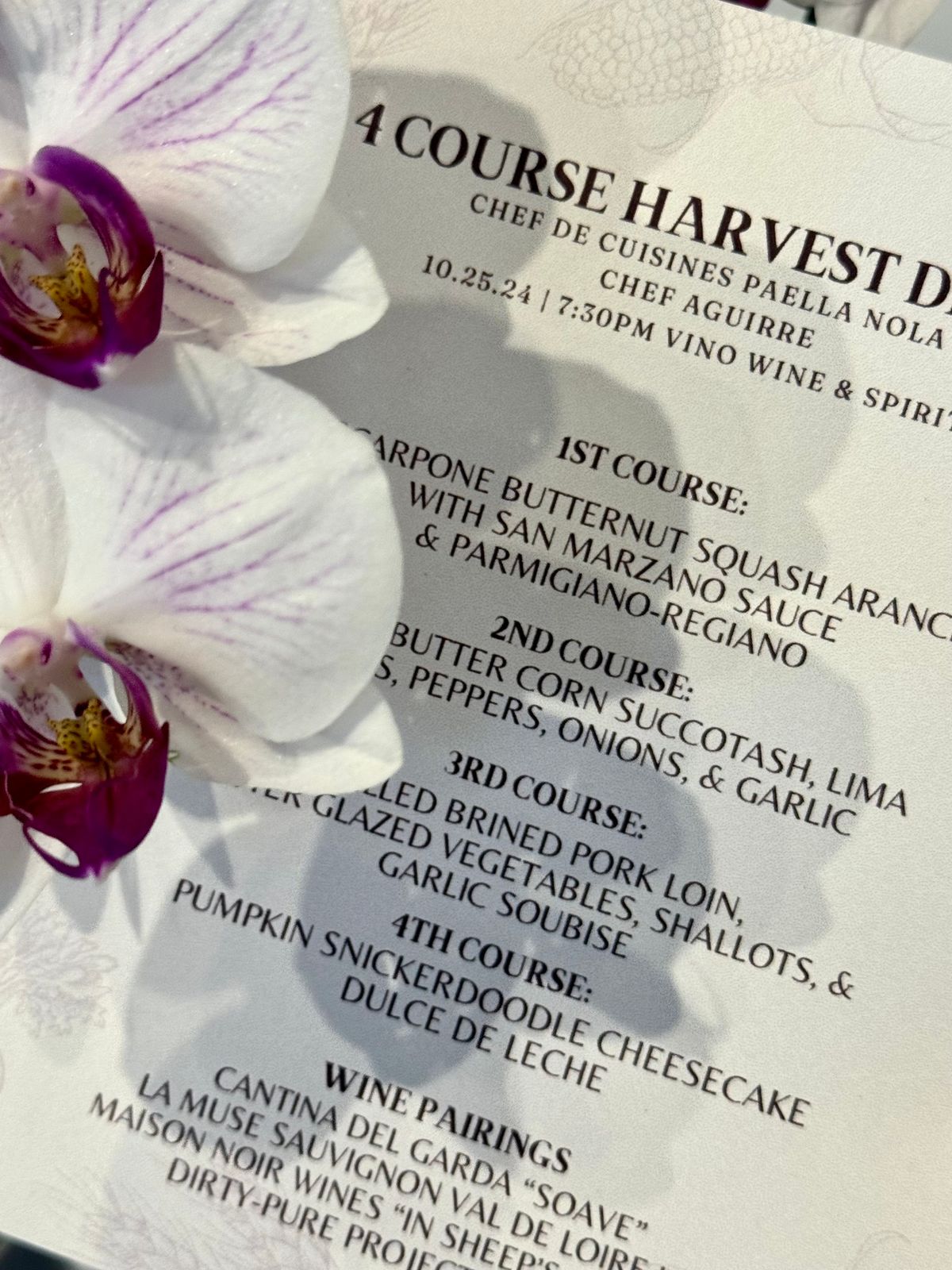 4 Course Harvest Dinner & Wine Pairings