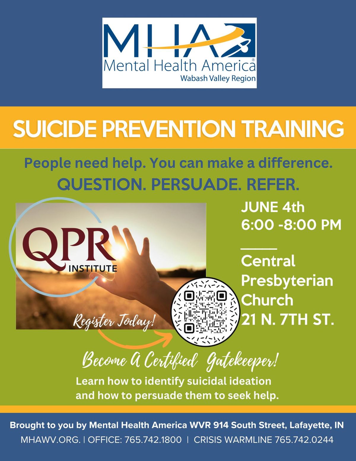 Monthly Suicide Prevention Training - QPR