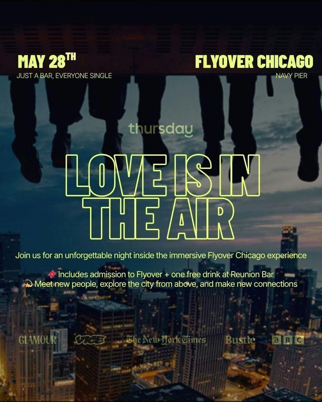Thursday | Love is in the Air - an immersive singles event | Flyover Chicago, Navy Pier