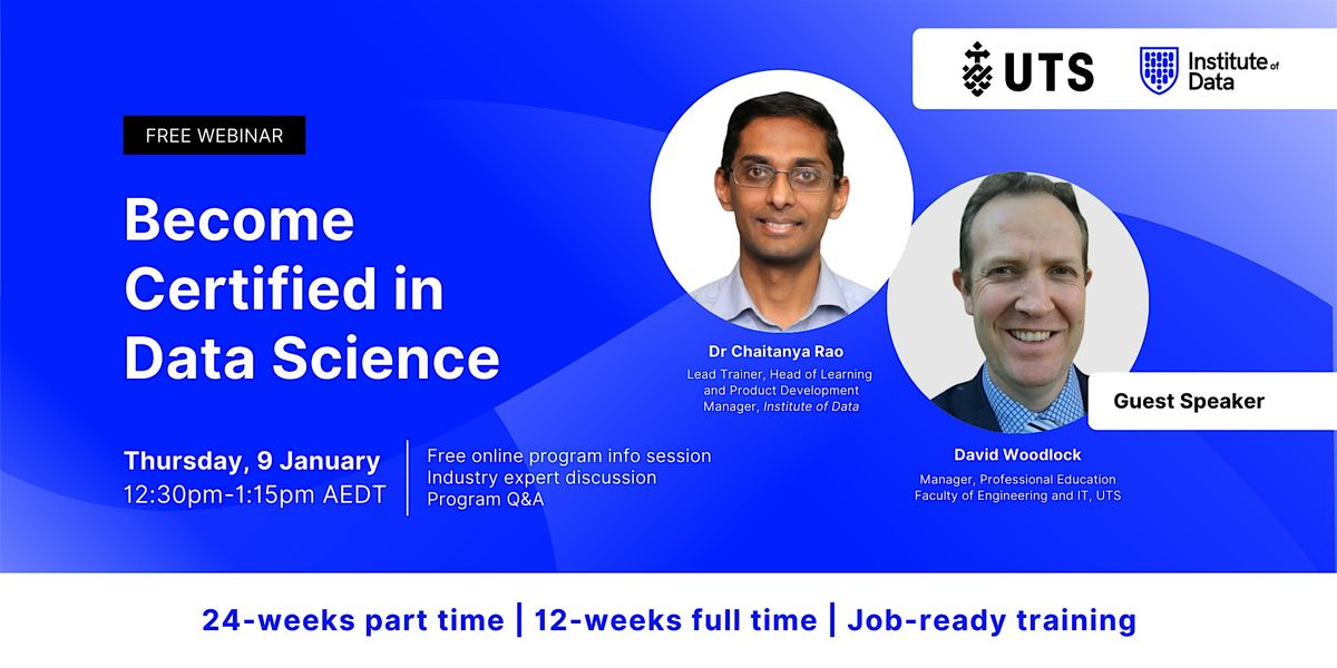 Webinar - UTS Data Science Program Info Session: January 9, 12:30 pm