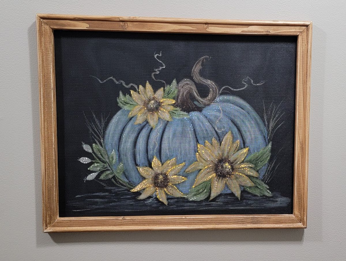 Pumpkin and Sunflowers Screen Painting with Stephanie