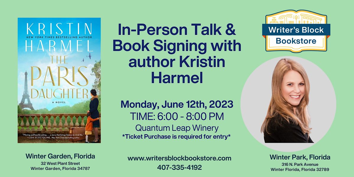 In Person Talk & Book Signing with author Kristin Harmel!