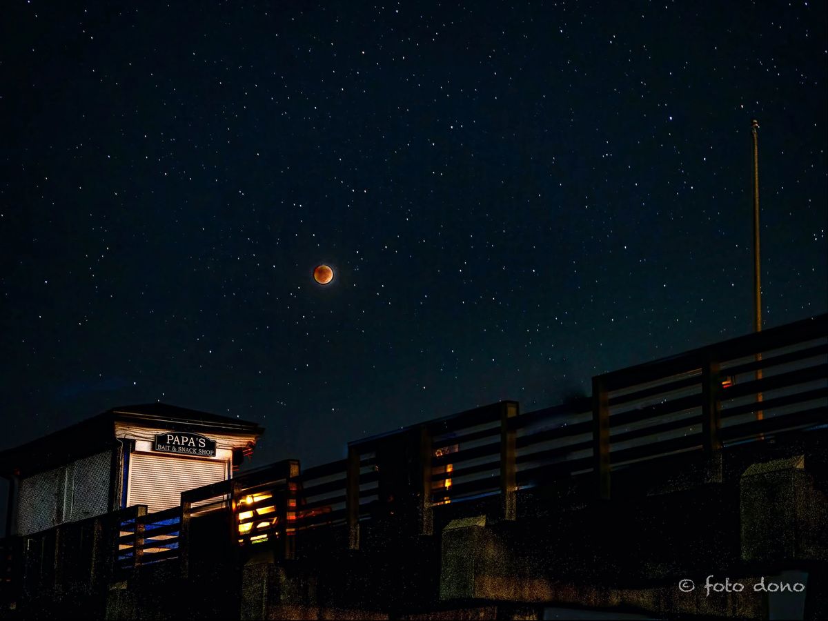 Lunar Eclipse over the Pier