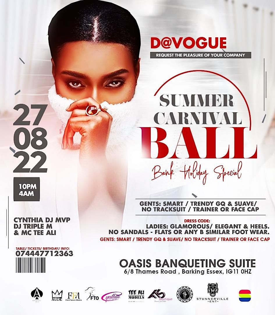 SUMMER CARNIVAL BALL 27-08-22 @ OASIS BANQUETING