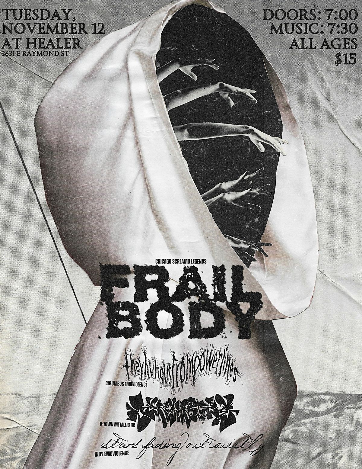 FRAIL BODY + THEYHUNGUSFROMPOWERLINES \/ DESENSITIZE \/ STARSFADINGOUTQUIETLY