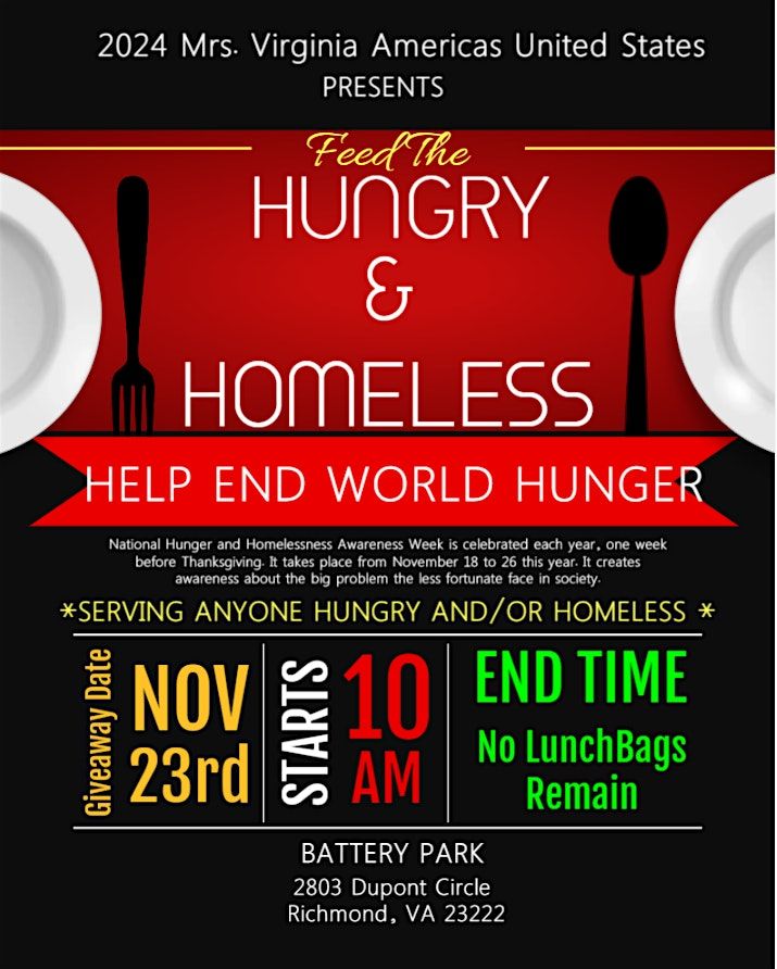 Feed the Hungry & Homeless: Helping End World Hunger, Hosted by 2024 Mrs. Virginia Americas US