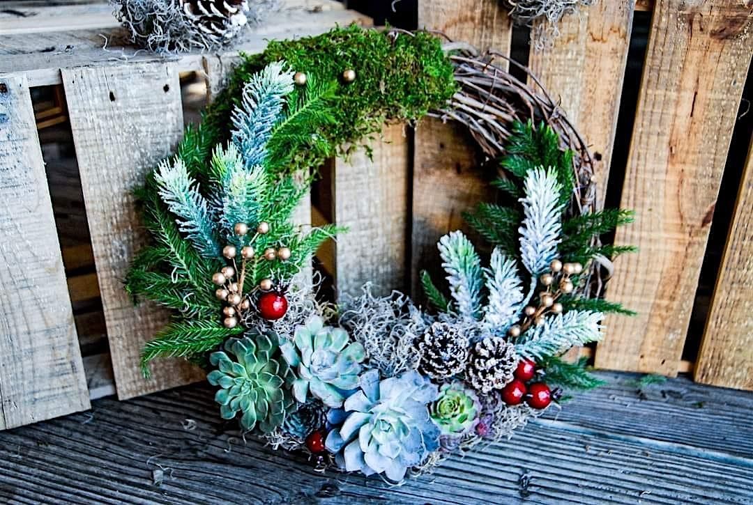 Succulent Holiday Wreath Workshop with Goats  & Highland Cow