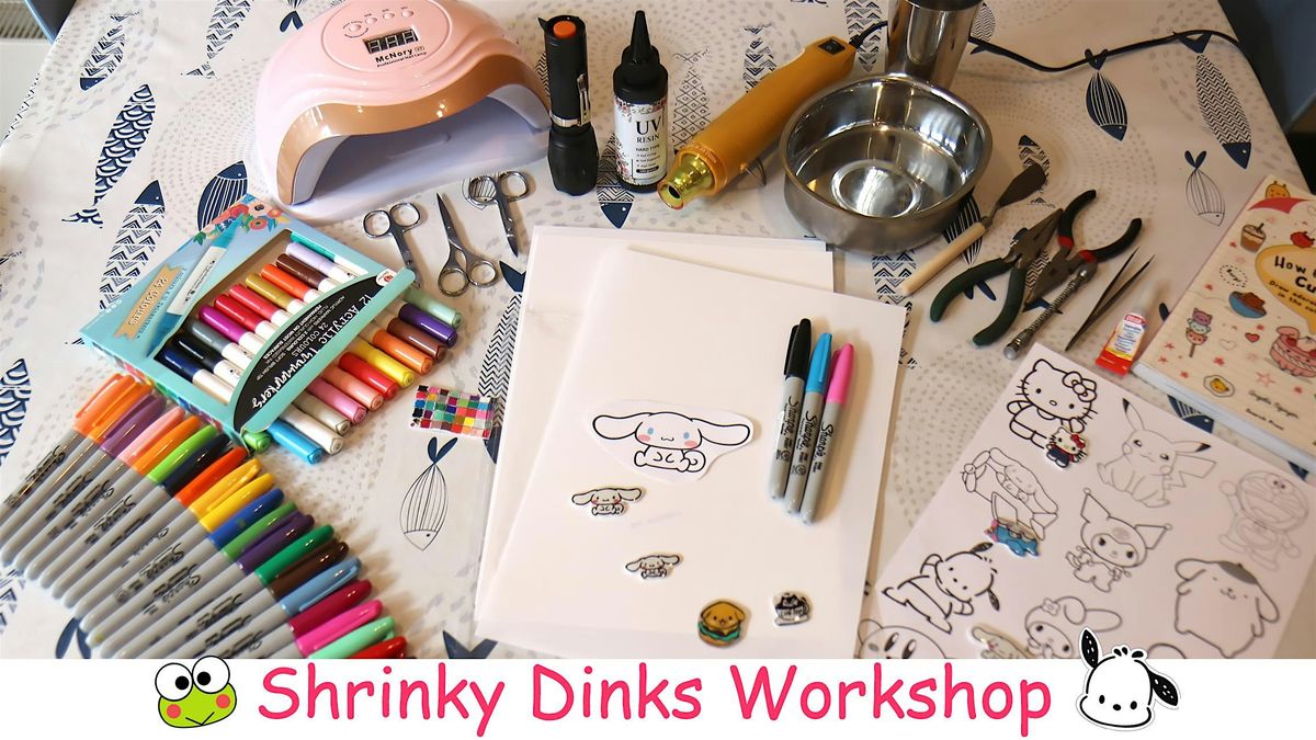 Shrinky Dinks workshop. Arts and craft cute kawaiii keychain, pin & badges