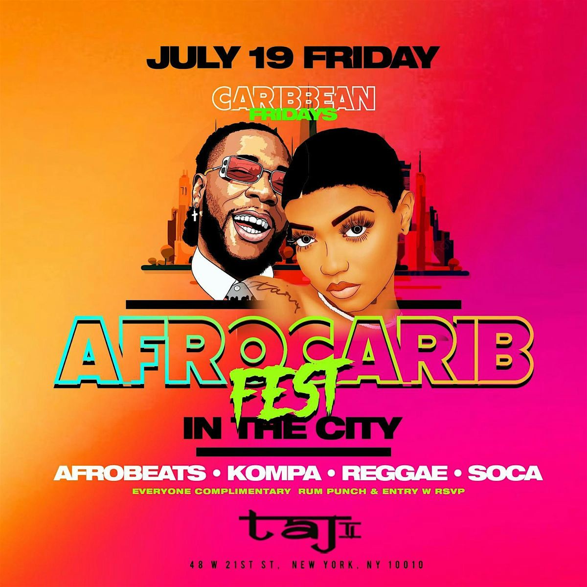 Caribbean Fridays AfroCarib In The City  @  Taj: Free entry with RSVP